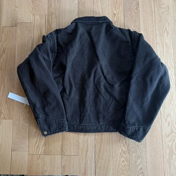 Elwood Petrol Workwear Cropped Flannel Lined Jacket Black Adult XS NWT